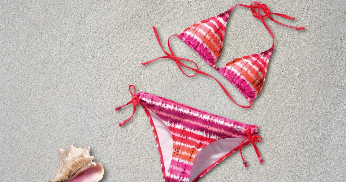 Bikini,  two piece swimwear,  women,  two-part,  pink,  orange,  fashion,  beach,  leisure time,  vacations,  nature,  shell,  sand,  clothing,  swim