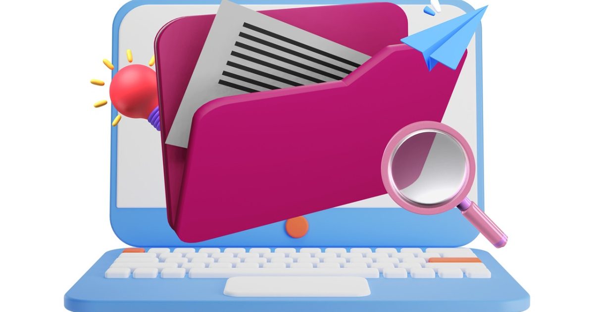 Folder, file, laptop, digital, analog, office, 3d render, 3d mockup, magnifying glass, filing, office work, folder, folder, folder, folder, folder