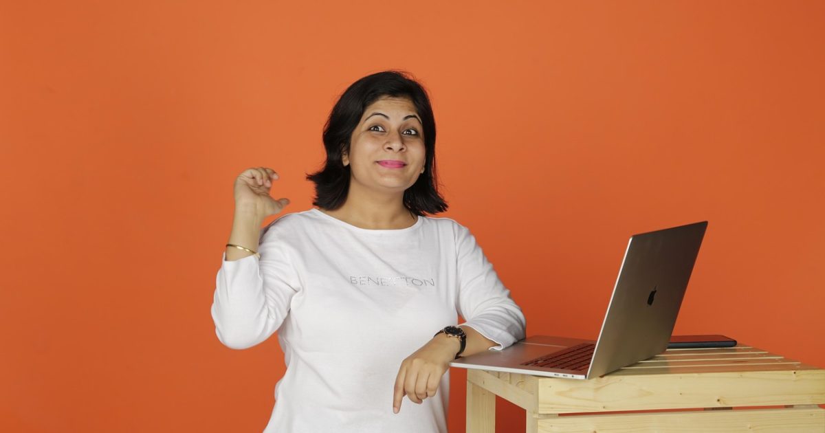 Woman, business, laptop, office, thought, working, idea, website, professional