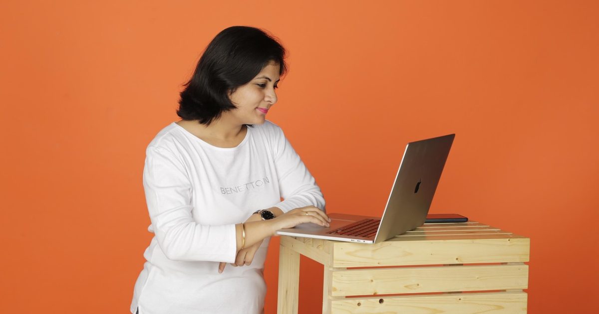 Woman, business, laptop, office, thought, working, idea, website, professional